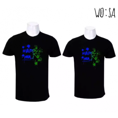 Combo Of Happy Holi Couple T-shirt - Black